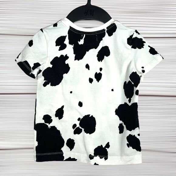 Moschino Kid Cotton White Black Cow Patterned T-shirt Top With Red Logo size 4 - Picture 6 of 11
